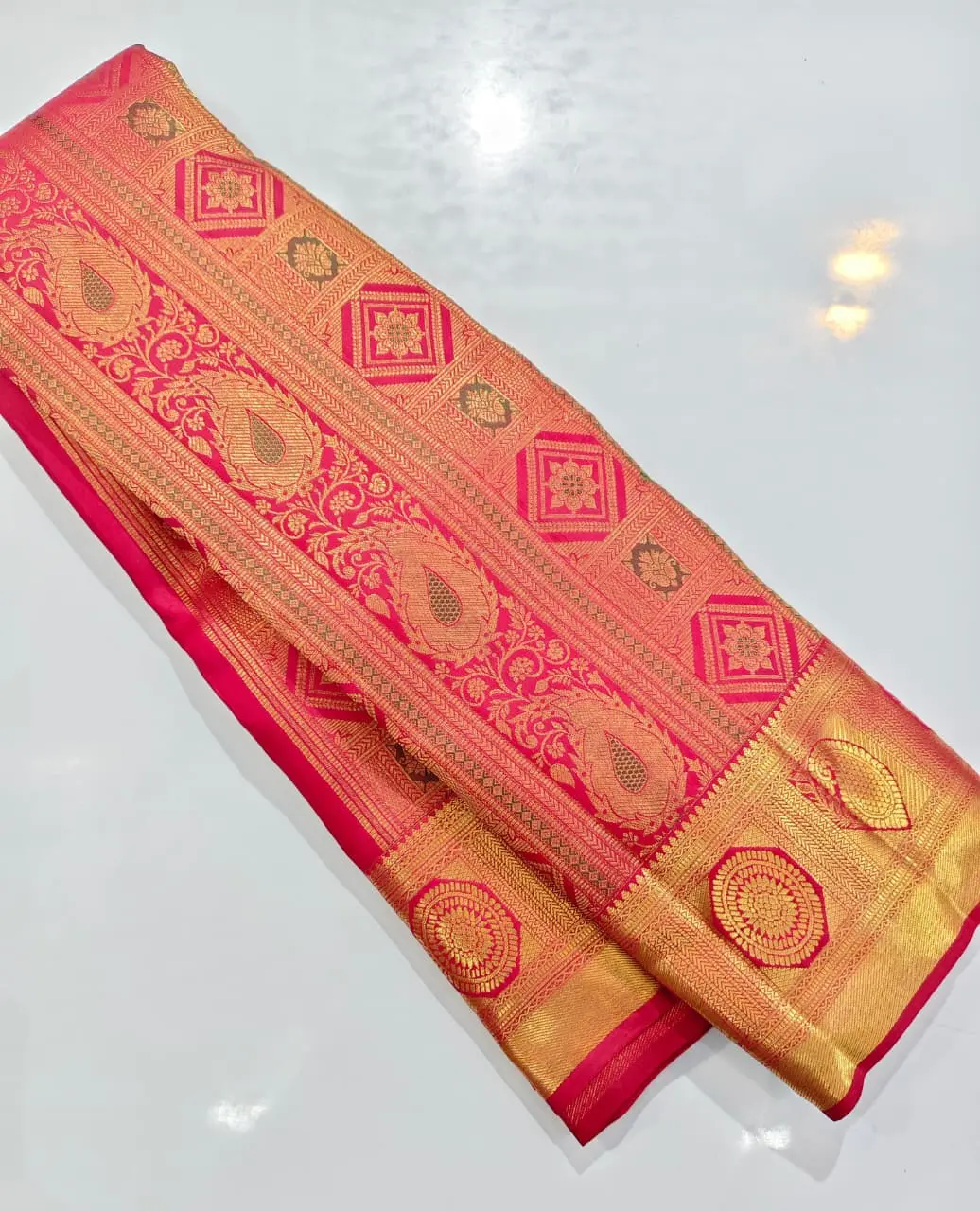 Bridal Red Kanchipuram Silk Brocade Saree